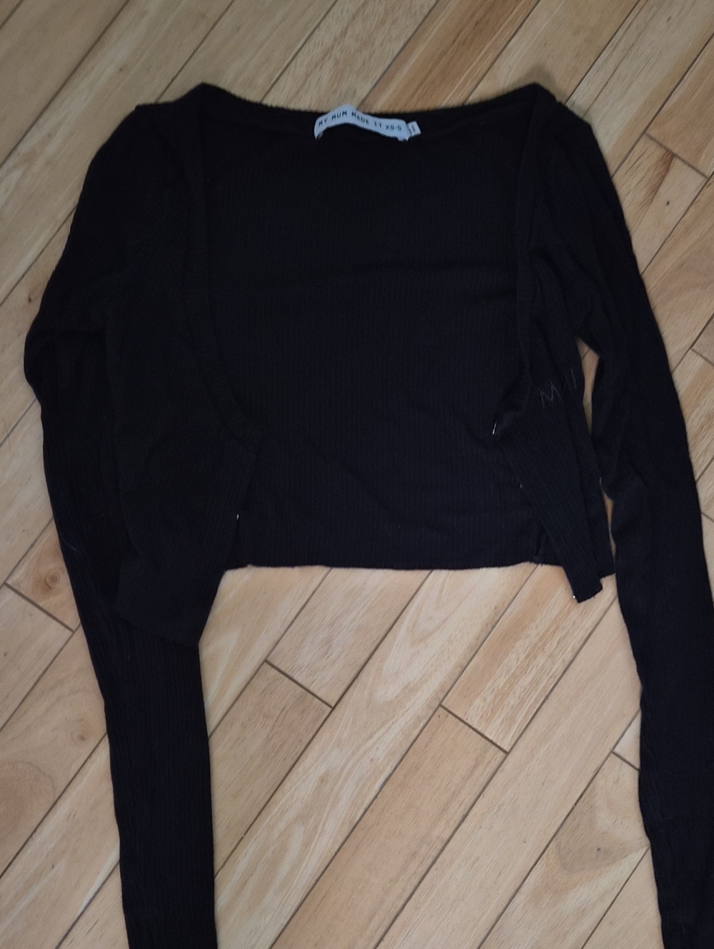 Black Cropped Ribbed Women's Cardigan - Unbranded